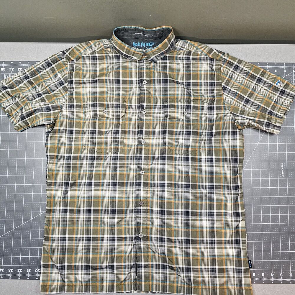 Kuhl Eluxur Shirt Mens Large Plaid Tartan Performance Ionik Preppy Outdoors Work